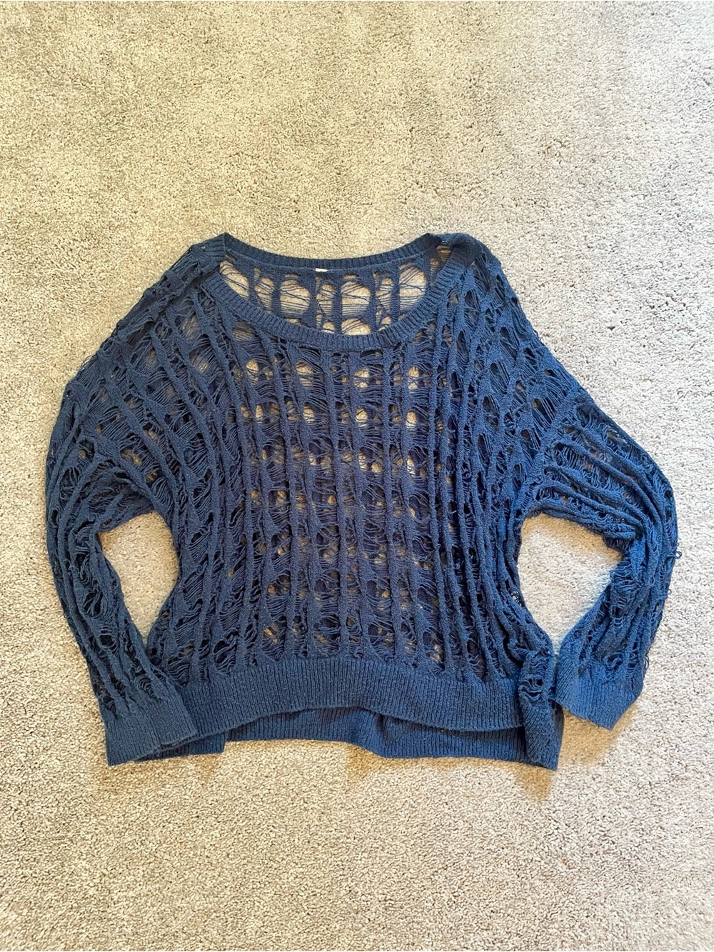 Aeropostale Women's Open-Knit Navy Sweater